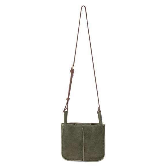 Los Feliz Small Crossbody In Leather, Adjustable Crossbody Strap, Moss Suede :o - Picture 1 of 7
